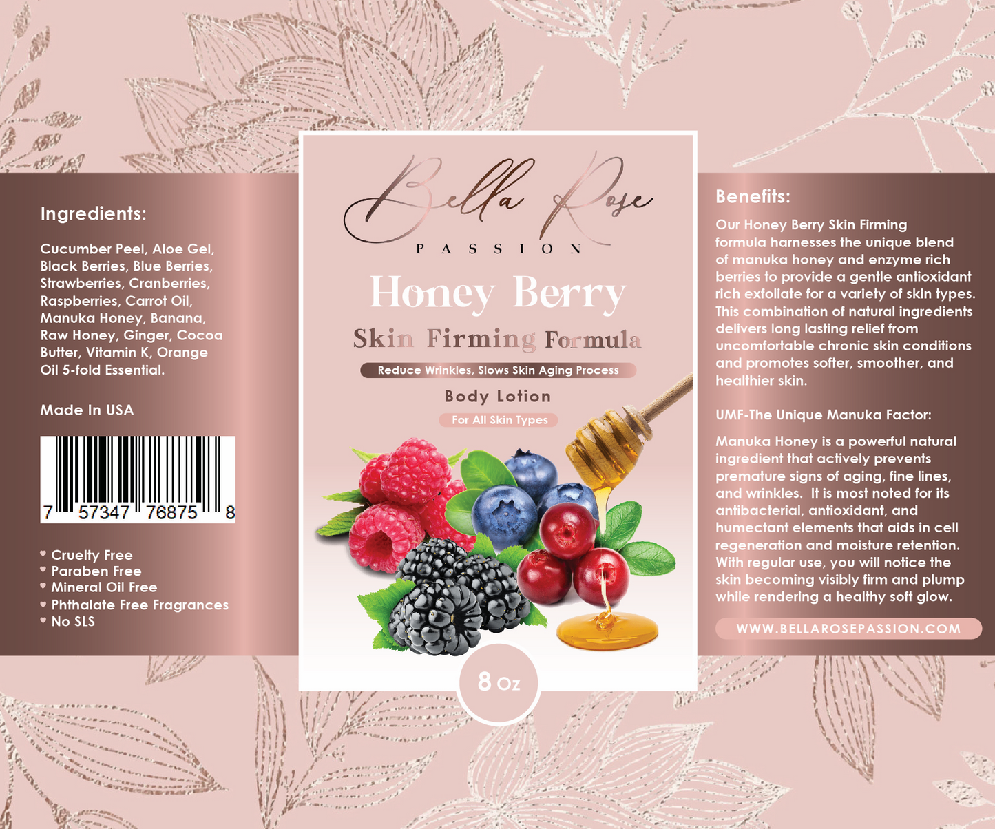 Body Lotion Skin Firming Formula ( Honey Berry )